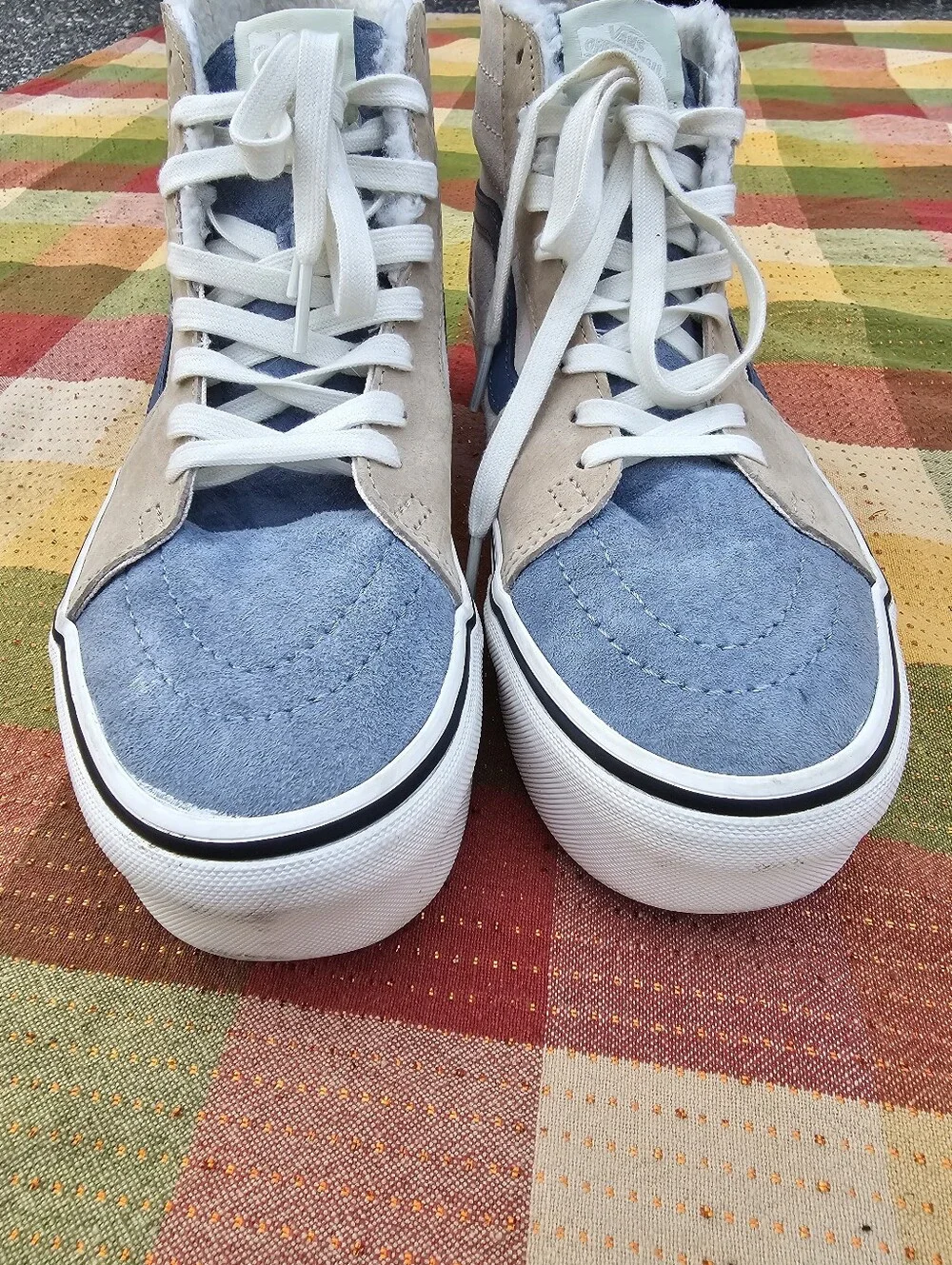 Vans Sk8-Hi MTE Sherpa Lined Suede Winter Sneakers Blue Cream Pink Women's 8